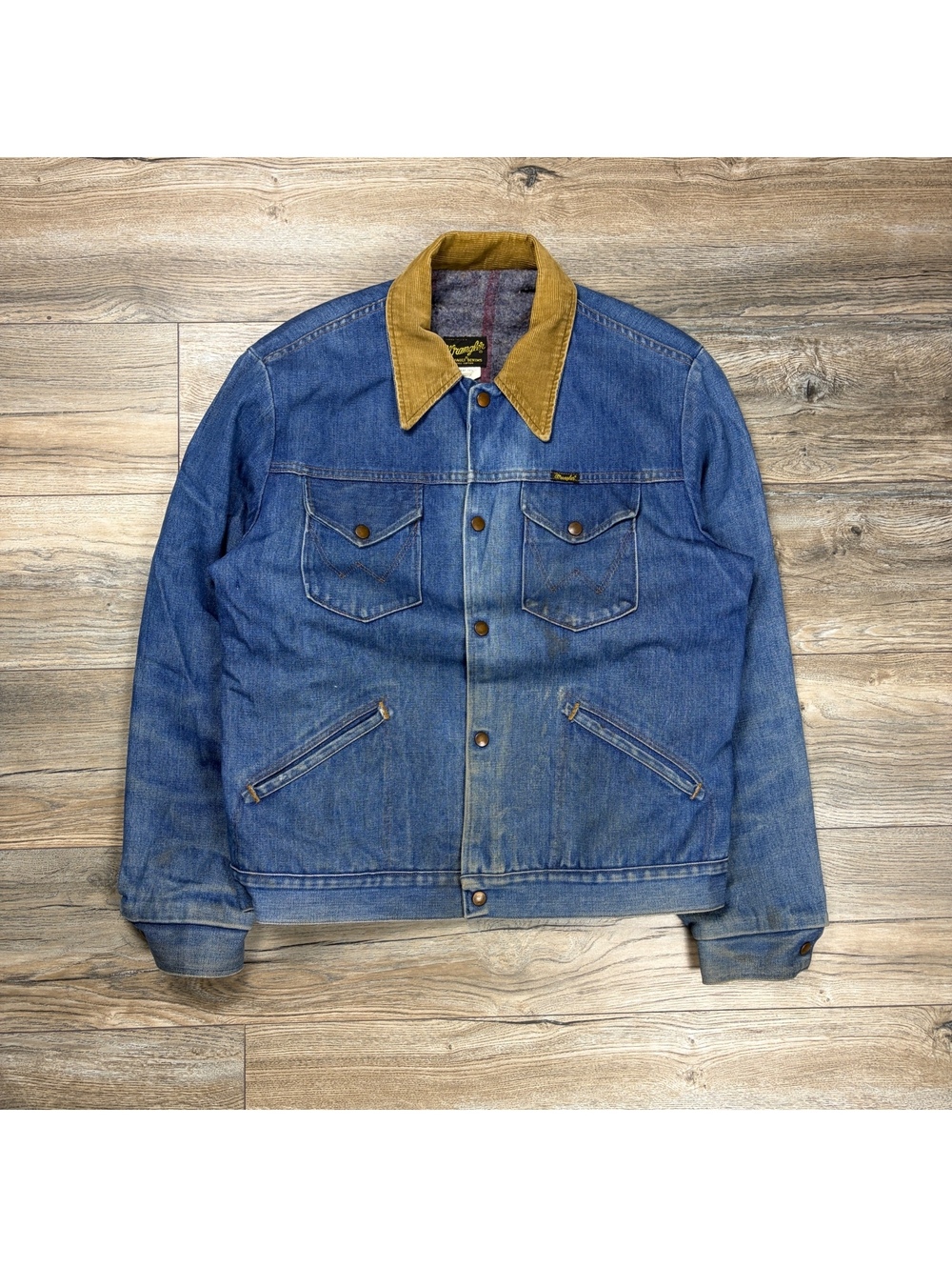 70’s Wrangler Vintage Denim Jacket with Corduroy Collar Size 46 L